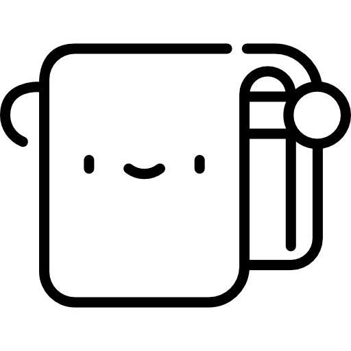 Ícone preto de uma toalha sorrindo, em png sem fundo